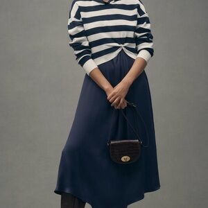 Anthropologie Blue Asymmetrical A-Line Midi Skirt